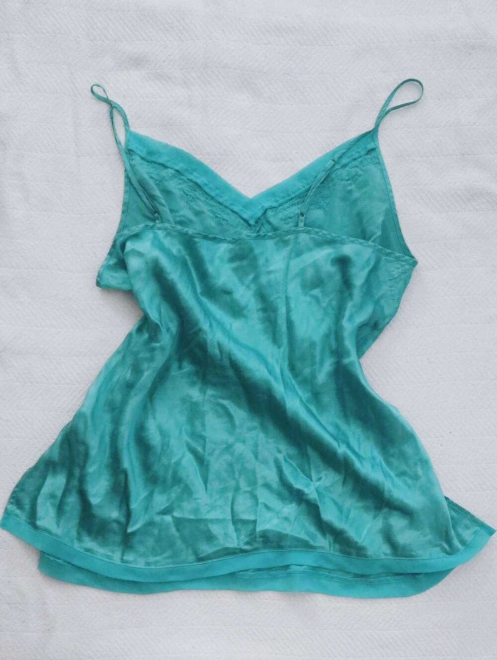 Metro Teal Satin Camisole With Beading - Picture 2 of 4